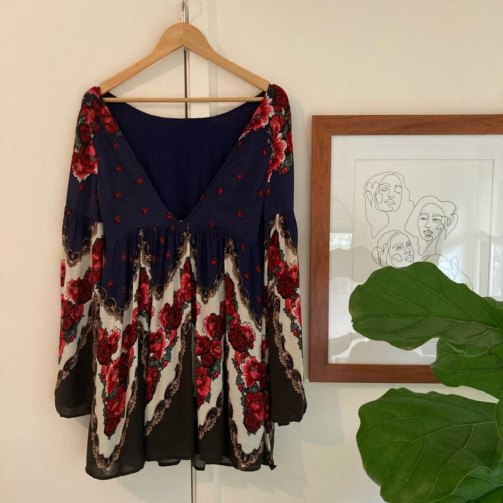 Free People Long Bell-Sleeved Mini Dress - Picture 2 of 3